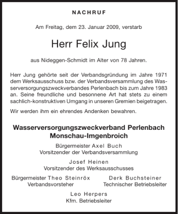 Traueranzeige von Felix Jung von Aachener Zeitung / Aachener Nachrichten