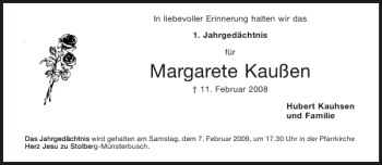Traueranzeige von Margarete Kaußen von Aachener Zeitung / Aachener Nachrichten