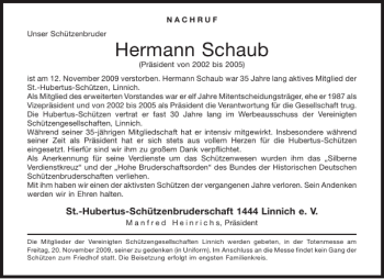 Traueranzeige von Hermann Schaub von Aachener Zeitung / Aachener Nachrichten