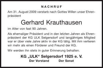 Traueranzeige von Gerhard Krauthausen von Aachener Zeitung / Aachener Nachrichten