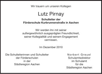 Traueranzeige von Lutz Pirnay von Aachener Zeitung / Aachener Nachrichten