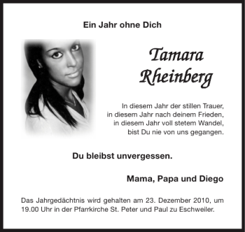 Traueranzeige von Tamara Tamara Rheinberg Rheinberg von Super Sonntag / Super Mittwoch