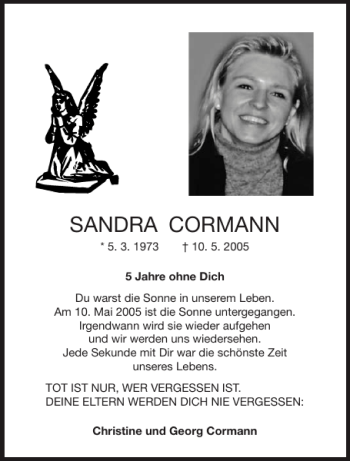 Traueranzeige von SANDRA CORMANN von Aachener Zeitung / Aachener Nachrichten