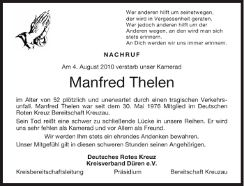 Traueranzeige von Manfred Thelen von Aachener Zeitung / Aachener Nachrichten