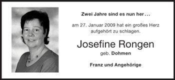 Traueranzeige von Josefine Rongen von Super Sonntag / Super Mittwoch