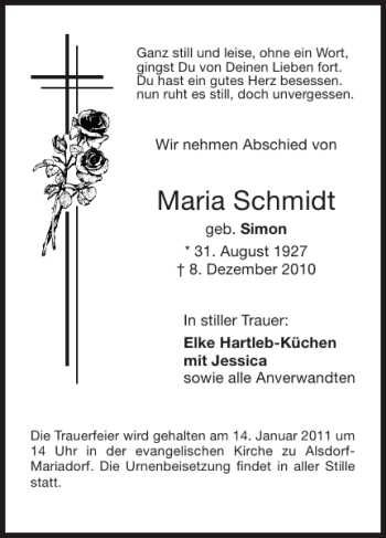 Traueranzeige von Maria Schmidt von Super Sonntag / Super Mittwoch