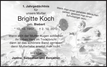 Traueranzeige von Brigitte Koch von Super Sonntag / Super Mittwoch