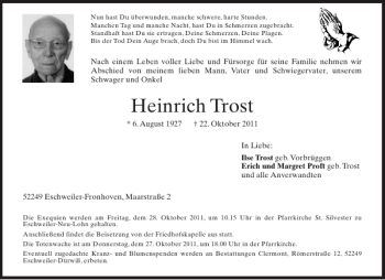 Traueranzeige von Heinrich  von Aachener Zeitung / Aachener Nachrichten