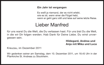 Traueranzeige von Manfred  von Super Sonntag / Super Mittwoch