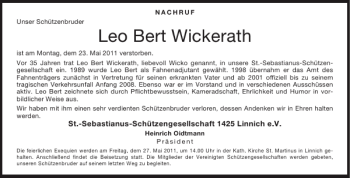 Traueranzeige von Leo Bert Wickerath von Aachener Zeitung / Aachener Nachrichten