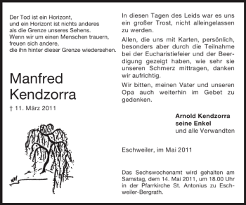 Traueranzeige von Manfred Kendzorra von Super Sonntag / Super Mittwoch
