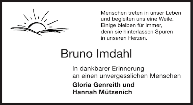  Traueranzeige für Bruno Imdahl vom 18.06.2011 aus Aachener Zeitung / Aachener Nachrichten