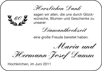 Traueranzeige von Maria undHermann-Josef Damm von Super Sonntag / Super Mittwoch