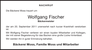 Traueranzeige von Wolfgang Fischer von Aachener Zeitung / Aachener Nachrichten