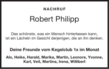 Traueranzeige von Robert Philipp von Super Sonntag / Super Mittwoch