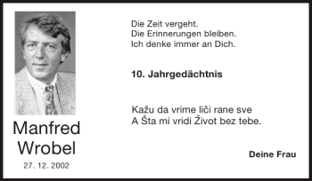 Traueranzeige von Manfred Wrobel von Super Sonntag / Super Mittwoch