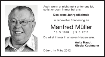 Traueranzeige von Manfred Müller von Super Sonntag / Super Mittwoch