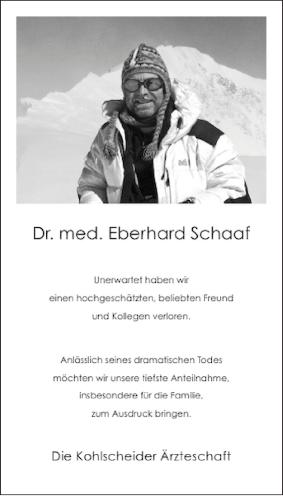 Traueranzeige für Dr. med. Eberhard Schaaf vom 26.05.2012 aus Aachener Zeitung / Aachener Nachrichten