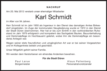 Traueranzeige von Karl Schmidt von Super Sonntag / Super Mittwoch