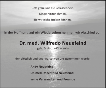 Traueranzeige von Dr. med. Wilfredo Neuefeind von Super Sonntag / Super Mittwoch