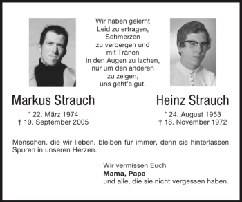 Traueranzeige von Markus Strauch Heinz Strauch von Super Sonntag / Super Mittwoch