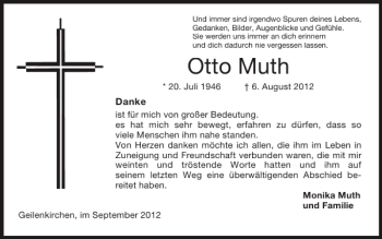 Traueranzeige von Otto Muth von Super Sonntag / Super Mittwoch