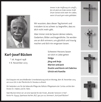 Traueranzeige von Karl-Josef Bücken von Aachener Zeitung / Aachener Nachrichten