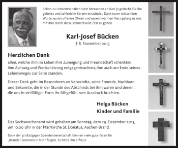 Traueranzeige von Karl-Josef Bücken von Super Sonntag / Super Mittwoch