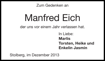 Traueranzeige von Manfred Eich von Super Sonntag / Super Mittwoch