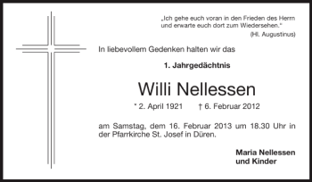 Traueranzeige von Willi Nellessen von Super Sonntag / Super Mittwoch