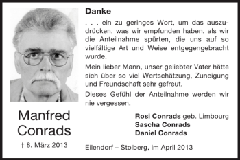 Traueranzeige von Manfred Conrads von Super Sonntag / Super Mittwoch