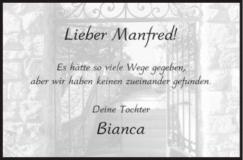 Traueranzeige von Manfred Bianca von Aachener Zeitung / Aachener Nachrichten