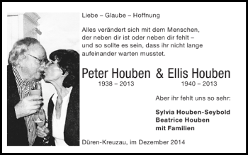 Traueranzeige von Peter Houben Ellis Houben von Super Sonntag / Super Mittwoch