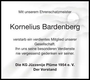 Traueranzeige von Kornelius Bardenberg von Super Sonntag / Super Mittwoch