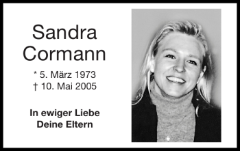 Traueranzeige von Sandra Cormann von Super Sonntag / Super Mittwoch