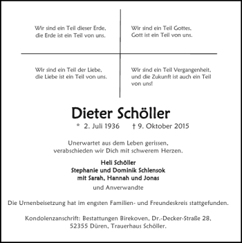 Traueranzeige von Dieter Sc Dieter Schö höller ller  von Super Sonntag / Super Mittwoch