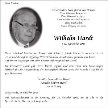 Traueranzeige von Franz-Peter Hardt Robert Hardt Änni Schog  von Super Sonntag / Super Mittwoch