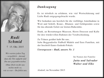 Traueranzeige von Rudi Schmid von Super Sonntag / Super Mittwoch