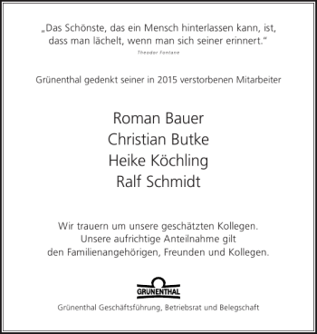Traueranzeige von Grünenthal gedenkt von Aachener Zeitung / Aachener Nachrichten