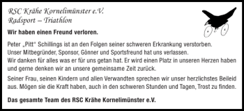 Traueranzeige von RSC Krähe Kornelimünster e.V. Radsport Triathlon  von Super Sonntag / Super Mittwoch