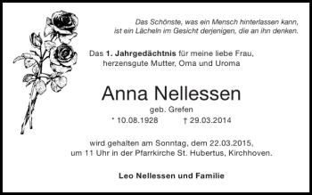 Traueranzeige von Anna Nellessen von Super Sonntag / Super Mittwoch