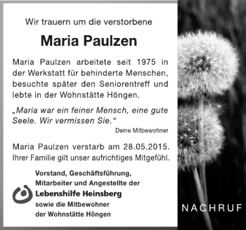 Traueranzeige von und Angestellte der Mitbewohner der Wohnstätte Höngen  von Super Sonntag / Super Mittwoch