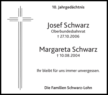 Traueranzeige von Josef Schwarz Margareta Schwarz von Aachener Zeitung / Aachener Nachrichten