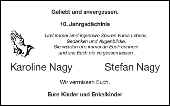 Traueranzeige von Karoline Nagy Stefan Nagy von Super Sonntag / Super Mittwoch