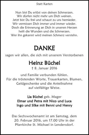 Traueranzeige von DA NKEE von Super Sonntag / Super Mittwoch