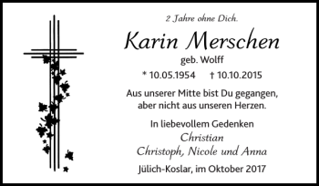 Traueranzeige von Karin Merschen von Super Sonntag / Super Mittwoch