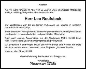 Traueranzeige von Niederauer Mühle von Aachener Zeitung / Aachener Nachrichten