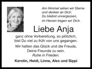 Traueranzeige von Anja  von Super Sonntag / Super Mittwoch