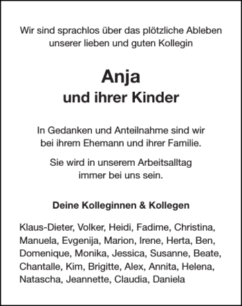 Traueranzeige von Anja  von Super Sonntag / Super Mittwoch