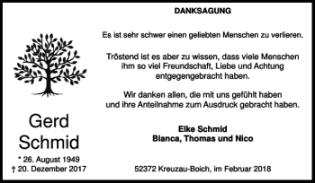 Traueranzeige von Gerd Schmid von Super Sonntag / Super Mittwoch